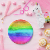 Abstracte Waterverf gekleurde strips regenboog Papieren Bordje (Feest)