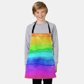 Abstracte Waterverf gekleurde strips regenboog Schort (Gedragen)