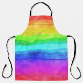 Abstracte Waterverf gekleurde strips regenboog Schort (Voorkant)