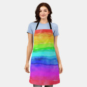 Abstracte Waterverf gekleurde strips regenboog Schort (Gedragen)