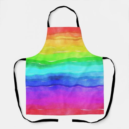 Abstracte Waterverf gekleurde strips regenboog Schort (Voorkant)