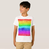 Abstracte Waterverf gekleurde strips regenboog T-shirt (Voorkant volledig)