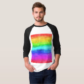 Abstracte Waterverf gekleurde strips regenboog T-shirt (Voorkant volledig)