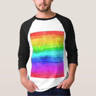 Abstracte Waterverf gekleurde strips regenboog T-shirt
