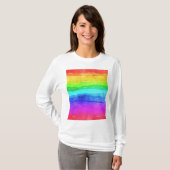 Abstracte Waterverf gekleurde strips regenboog T-shirt (Voorkant volledig)