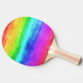 Abstracte Waterverf gekleurde strips regenboog Tafeltennisbatje (Zijkant)