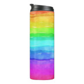 Abstracte Waterverf gekleurde strips regenboog Thermosbeker (Geroteerd rechts)
