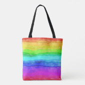 Abstracte Waterverf gekleurde strips regenboog Tote Bag (Achterkant)