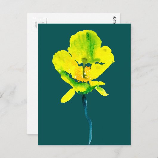 Abstracte waterverf gele bloem briefkaart (Voorkant / Achterkant)