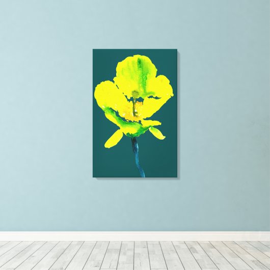 Abstracte waterverf gele bloem canvas afdruk (Insitu (Houten vloer))