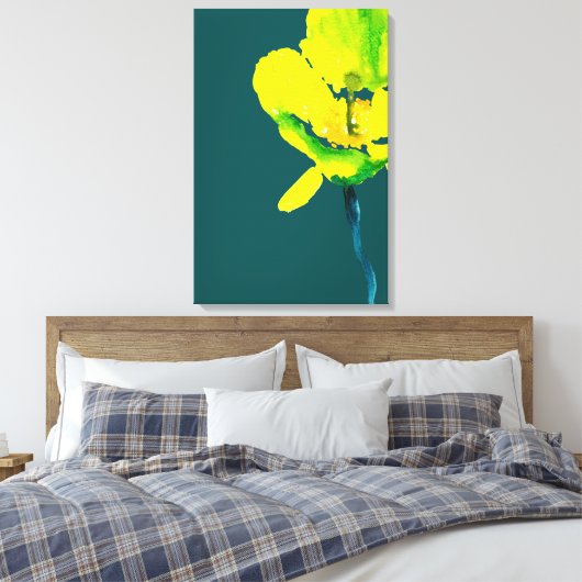 Abstracte waterverf gele bloem canvas afdruk (Insitu (Slaapkamer))