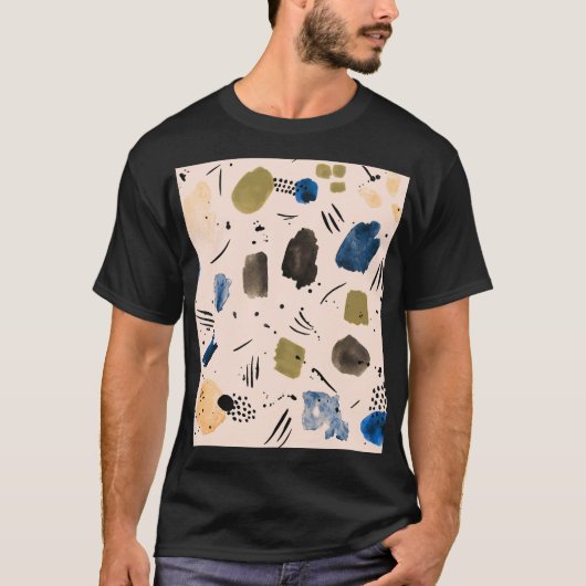 Abstracte Waterverf: geometrisch inktpatroon. T-shirt (Voorkant)