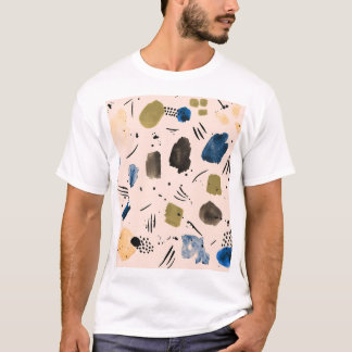 Abstracte Waterverf: geometrisch inktpatroon. T-shirt