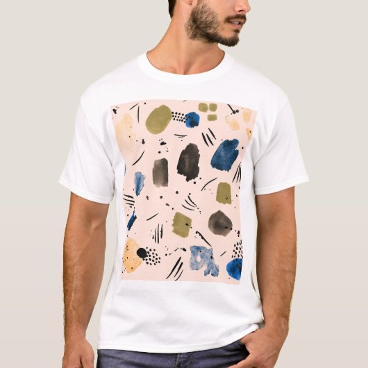 Abstracte Waterverf: geometrisch inktpatroon. T-shirt (Voorkant)