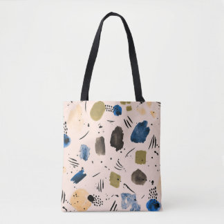 Abstracte Waterverf: geometrisch inktpatroon. Tote Bag