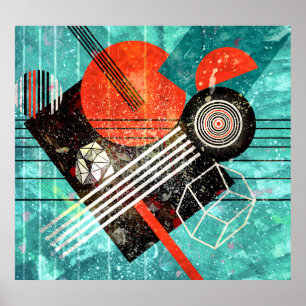 Abstracte waterverf, geometrische kleurrijke vorme poster