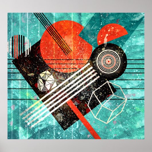 Abstracte waterverf, geometrische kleurrijke vorme poster (Voorkant)