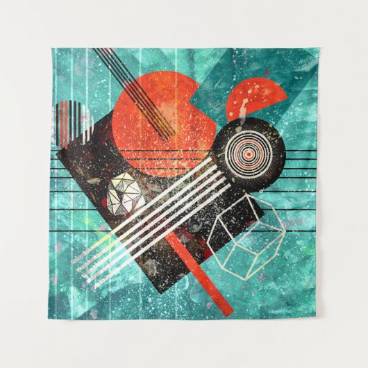 Abstracte waterverf, geometrische kleurrijke vorme wandkleed (Voorkant)