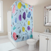 Abstracte Waterverf geometrische vormen patroon Douchegordijn (In situ)