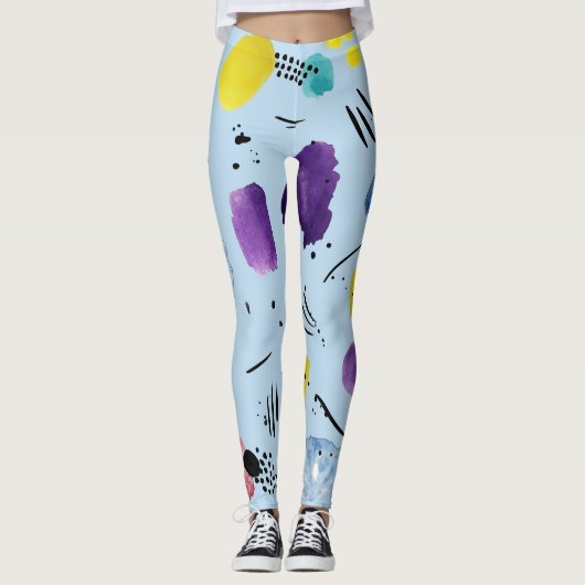 Abstracte Waterverf geometrische vormen patroon Leggings (Voorkant)