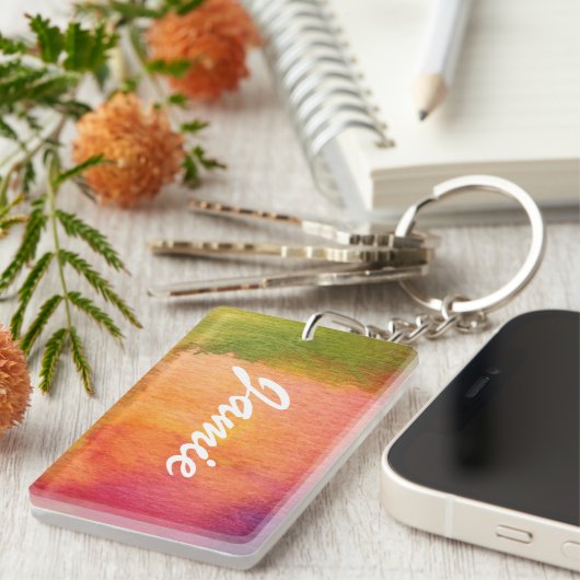 Abstracte waterverf geschilderde achtergrond sleutelhanger (Voorkant Rechts)