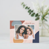 Abstracte Waterverf geschilderde vormen Boho foto Feestdagenkaart (Staand voorkant)