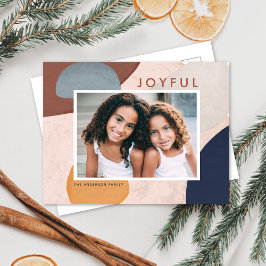 Abstracte Waterverf geschilderde vormen Boho foto Feestdagenkaart