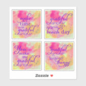 Abstracte Waterverf Gezegden Roze Geel Paarse Sticker (Vel)