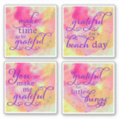 Abstracte Waterverf Gezegden Roze Geel Paarse Sticker (Voorkant)