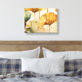 Abstracte Waterverf Ginkgo bladeren Canvas Afdruk (Insitu (Slaapkamer))