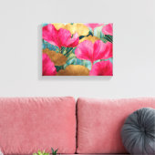 Abstracte Waterverf Ginkgo verlaat roze goud Canvas Afdruk (Insitu (Woonkamer))
