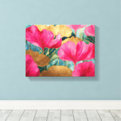 Abstracte Waterverf Ginkgo verlaat roze goud Canvas Afdruk (Insitu (Houten vloer))