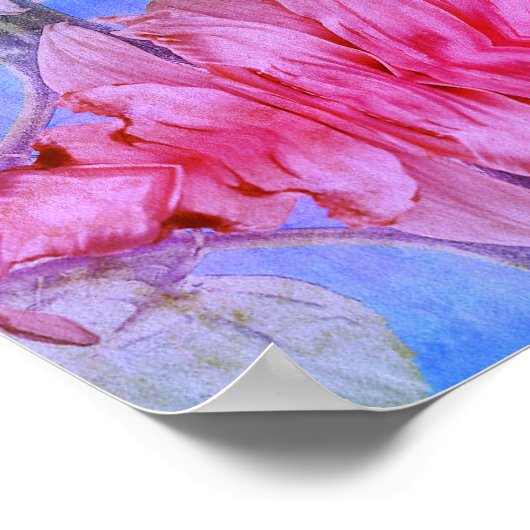 Abstracte Waterverf Girly Pink Floral Boho Pattern Poster (Hoek)