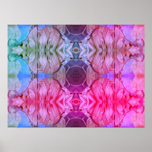 Abstracte Waterverf Girly Pink Floral Boho Pattern Poster (Voorkant)