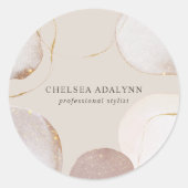 Abstracte Waterverf Glanzende Luxe Elegante Goud Ronde Sticker (Voorkant)