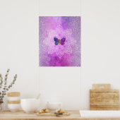 *~* Abstracte Waterverf Glitter Mandala Butterfly Poster (Keuken)