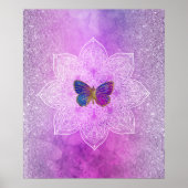 *~* Abstracte Waterverf Glitter Mandala Butterfly Poster (Voorkant)