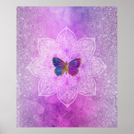 *~* Abstracte Waterverf Glitter Mandala Butterfly Poster