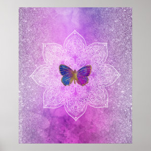 *~* Abstracte Waterverf Glitter Mandala Butterfly Poster
