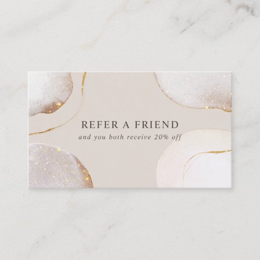 Abstracte Waterverf Glittering Luxury Elegant Gold Aanbevelingskaartje (Voorkant)