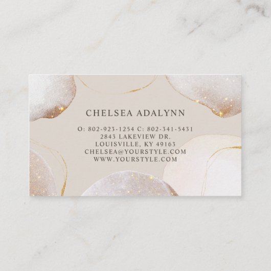 Abstracte Waterverf Glittering Luxury Elegant Gold Afsprakenkaartje (Achterkant)