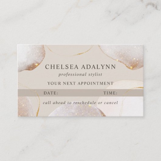 Abstracte Waterverf Glittering Luxury Elegant Gold Afsprakenkaartje (Voorkant)