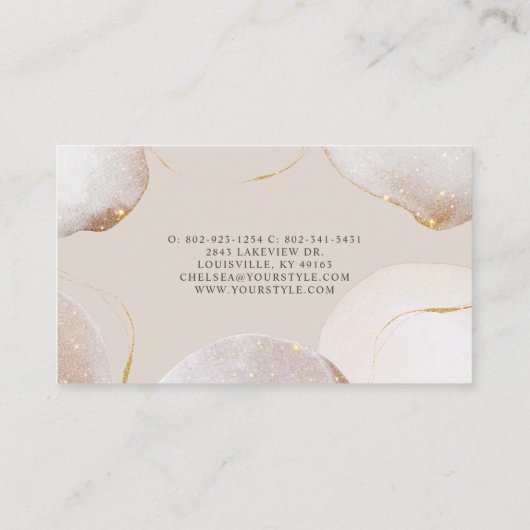 Abstracte Waterverf Glittering Luxury Elegant Gold Klantenkaartje (Achterkant)