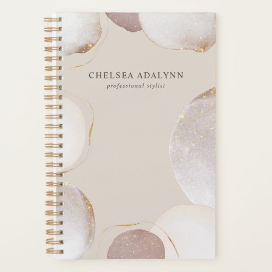Abstracte Waterverf Glittering Luxury Elegant Gold Planner (Voorkant)