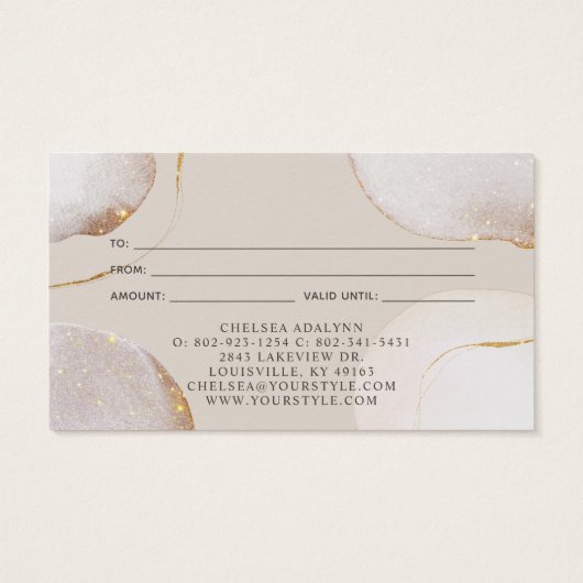 Abstracte Waterverf Glittering Luxury Gift Kaart (Achterkant)