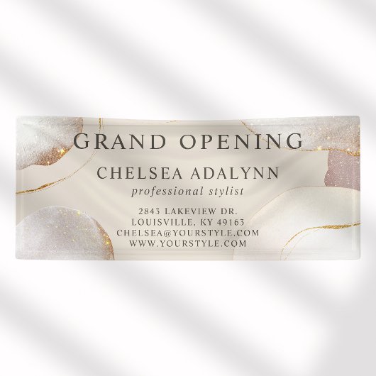 Abstracte Waterverf Gold Circles Salon Openen Spandoek