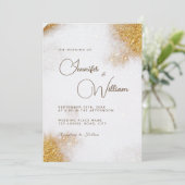 Abstracte Waterverf Gold Glitter Luxury Elegant Kaart (Staand voorkant)