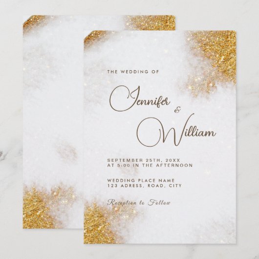 Abstracte Waterverf Gold Glitter Luxury Elegant Kaart (Voorkant / Achterkant)