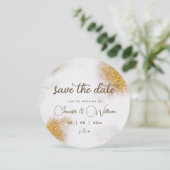 Abstracte Waterverf Gold Glitter Luxury Elegant Save The Date (Staand voorkant)