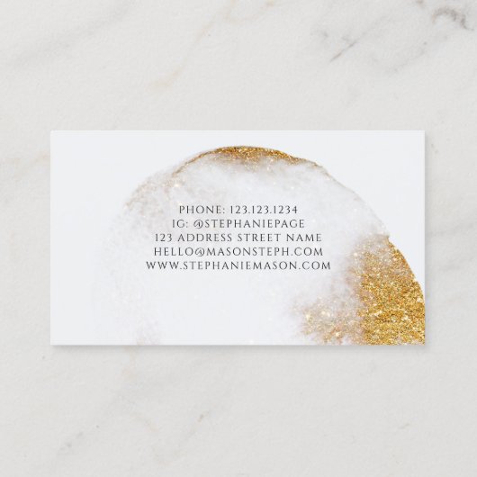 Abstracte Waterverf Gold Glitter Modern Elegant Visitekaartje (Achterkant)